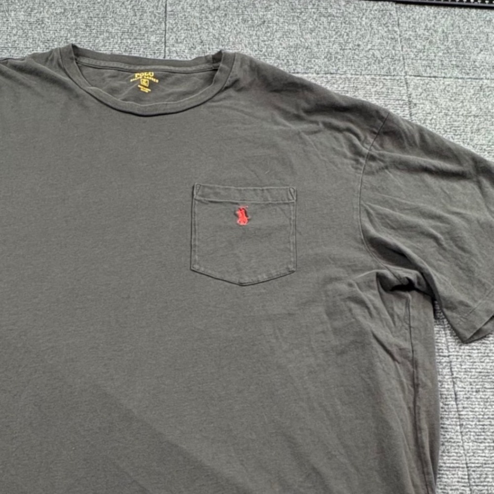 Polo Ralph Lauren Mens LT Tall Pocket T-Shirt Gray Cotton Red Pony Logo